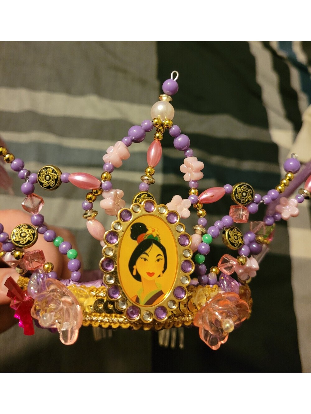 Handmade Mulan Princess Tiara Headband Beaded Crown Costume Hair Accessory